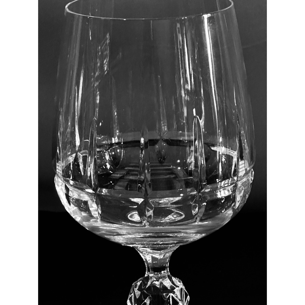 Bohemian Crystal Crystalex Water Goblets Set of 3 Cut Glass Faceted Stem 6 5/8" - Picture 2 of 13